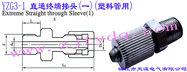 YZG3-1 直通终端接头（一）（塑料管用）Extreme Straight-through Sleeve 1