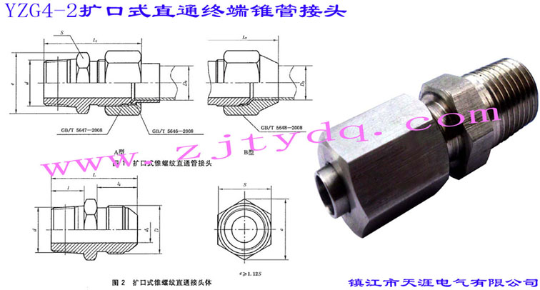 YZG4-2扩口式直通终端锥管接头Flared Couplings-Male