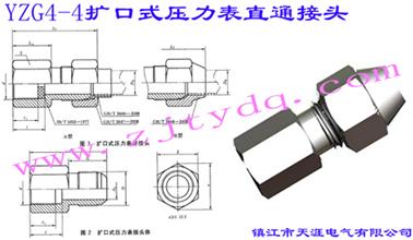 YZG4-4扩口式压力表直通接头Flared Couplings-Connector for Pressure Gauge