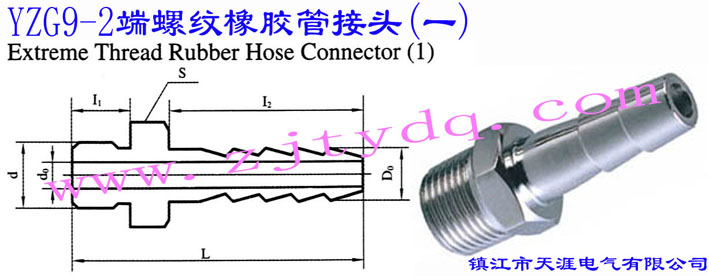 YZG9-2 端螺纹橡胶管接头(一)(宝塔形接头)Extreme Thread Rubber Hose Connector 1