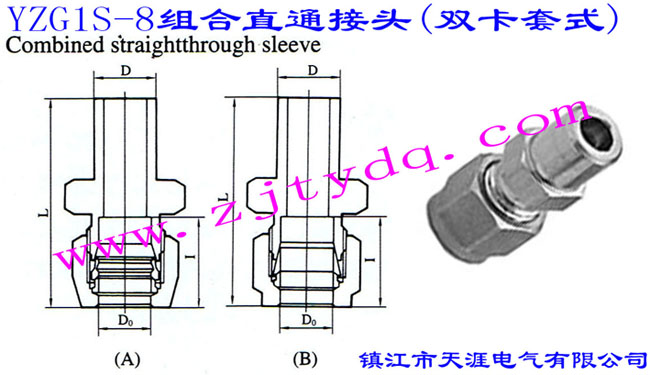 YZG1S-8组合直通接头（双卡套式）