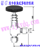 QZ-17 双卡套角式穿板针形阀QZ-17 Double-collet Angle Pattern Wall-separting Needle Valve