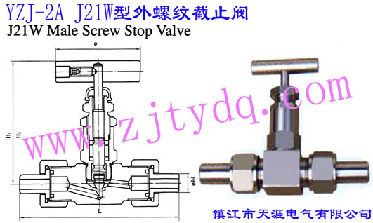 YZJ-2A J21W型外螺纹截止阀YZJ-2A J21W Male Screw Stop Valve