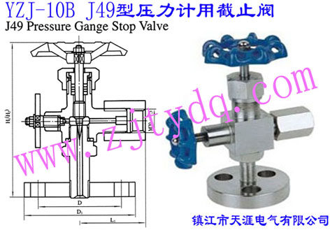 YZJ-10B J49型压力计用截止阀YZJ-10B J49 Pressure Gange Stop Valve